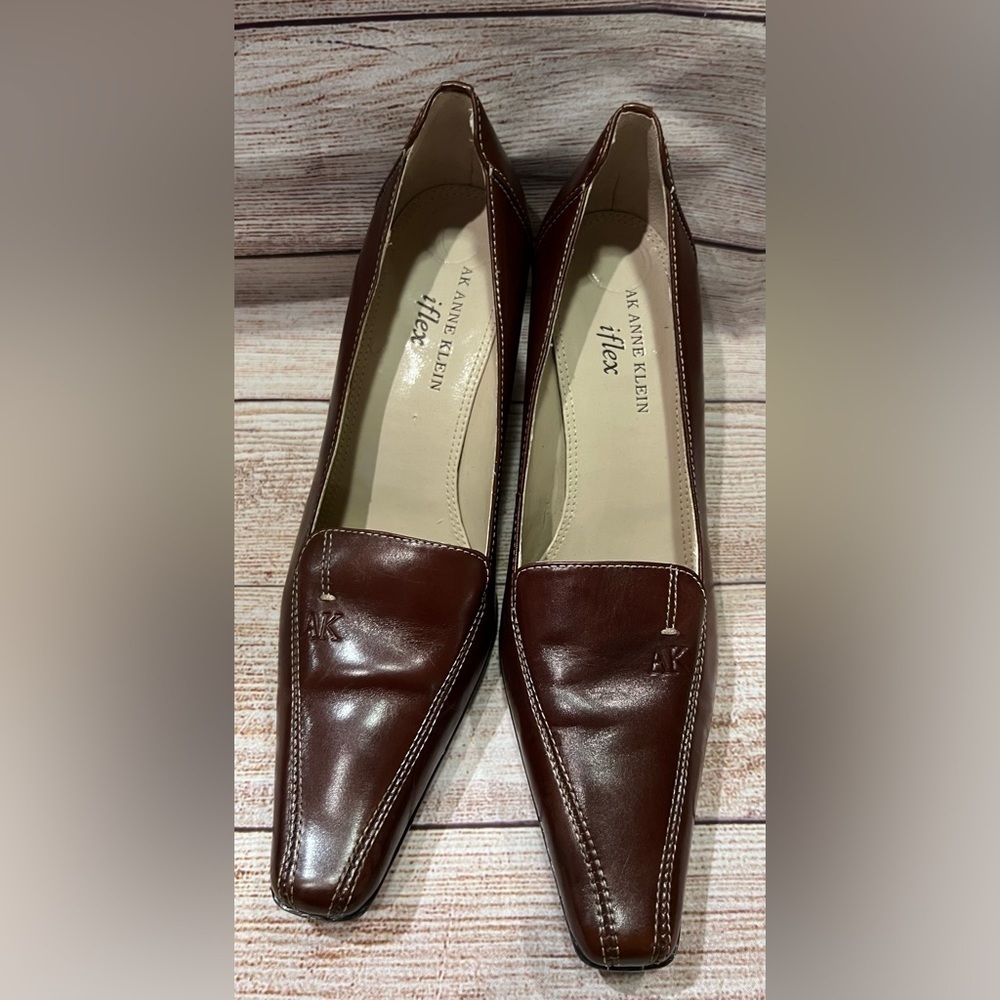 AK Anne Klein Womens Shoes Heels Fletcher 3” Leather Square Toe size 6 - Picture 3 of 10